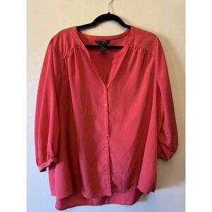 Investments II   Size 2x Coral Colored 3/4 Sleeve Blouse